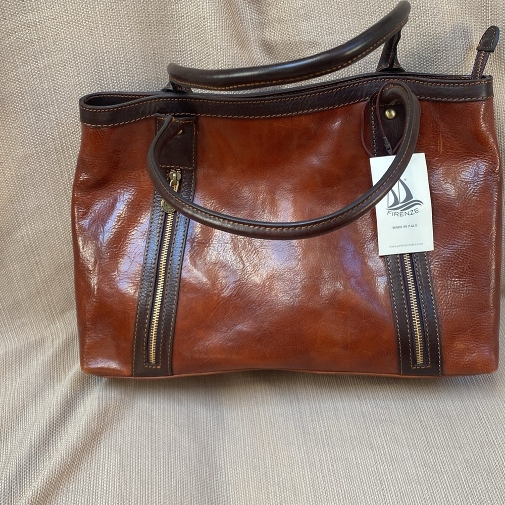 Pelletterie Firenze Cognac Italian leather handmade handbag